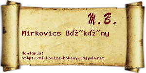 Mirkovics Bökény névjegykártya